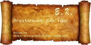 Breitenbach Káldor névjegykártya